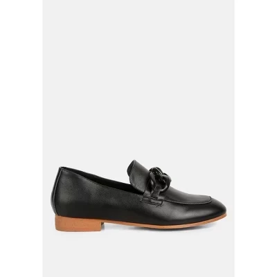 Женские кожаные лоферы Rag & Co. Merva с цепочкой, черные