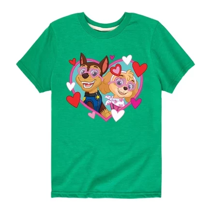 Футболка для мальчиков Paw Patrol Chase Sky Hearts, ярко-зеленая