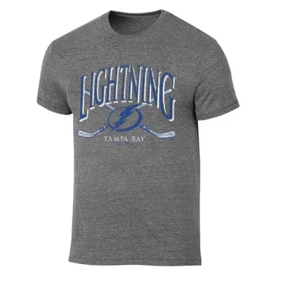 Мужская серая трехцветная футболка Tampa Bay Lightning с коротким рукавом