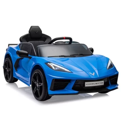12V Kids Ride On Car, спортивный лицензированный электромобиль Corvette для малышей, с дистанционным управлением, визуальной приборной панелью, светодиодной подсветкой, музыкой, для детей от 3 до 10 лет