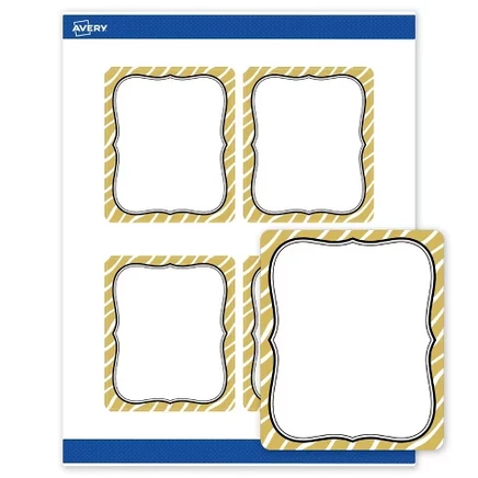 Этикетки Avery 10,2 × 8,5 см, золотой узор, белые