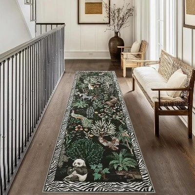 Vibrant Jungle Rug: Stain-Resistant, Low Pile Area Rug for Living & Dining Rooms, Bedrooms & Play Areas 2*6ft