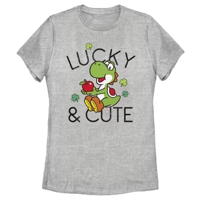 Женская футболка Super Mario Yoshi St. Patrick's Lucky and Cute от athletic heather