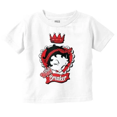 Симпатичная футболка Betty Boop Miss Heart Breaker для маленьких девочек лицензионного белого цвета