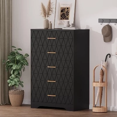 Высокий комод CuisinSmart на 5 ящиков, черный