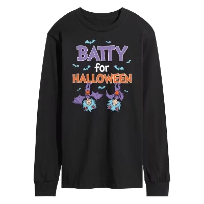 Мужская футболка Batty For Halloween Thing 1 и Thing 2 с длинным рукавом и рисунком, черная