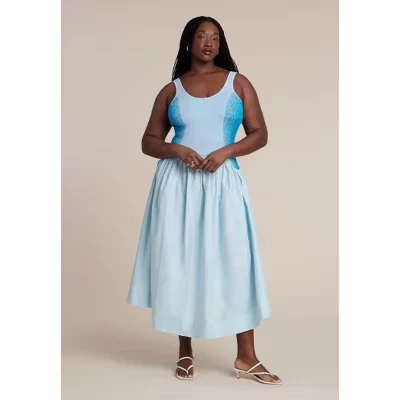 Женское платье Eloquii Flare Skirt Tank, синее