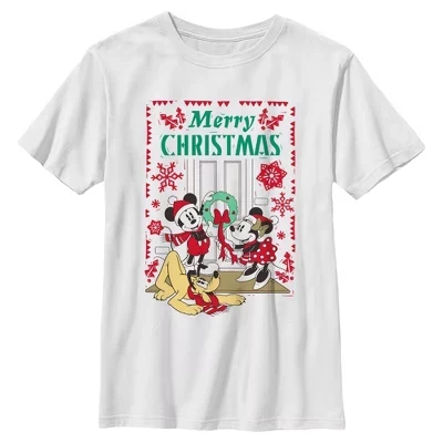 Футболка с веселыми рождественскими украшениями для мальчиков Mickey & Friends белая