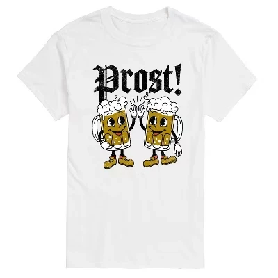 Мужская футболка Oktoberfest Prost Beers с коротким рукавом и графическим принтом, белая