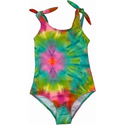 Цельные пляжные купальники на бретелях для маленьких девочек tie-dye burst