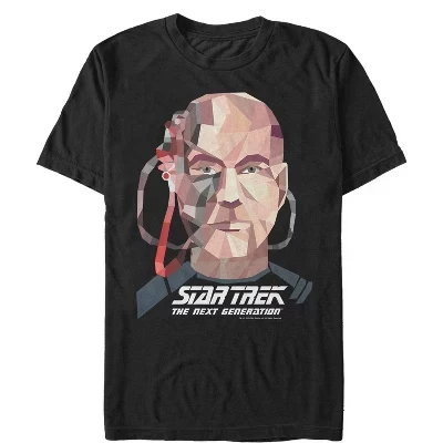 Мужская футболка Geometric Captain нового поколения Jean Luc Picard Borg, черная