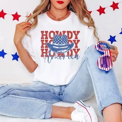 Женская футболка Howdy America с коротким рукавом, окрашенная в белый цвет
