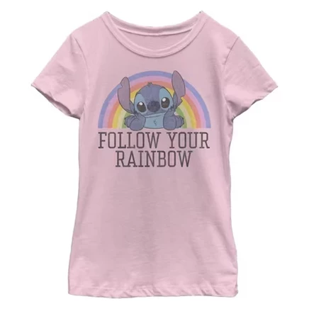 Girl's  Follow Your Rainbow T-Shirt light pink