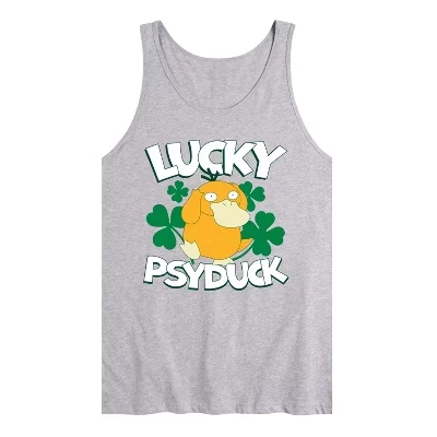 Мужская майка Athletic Heather с рисунком Psyduck с изображением счастливчика-покемона