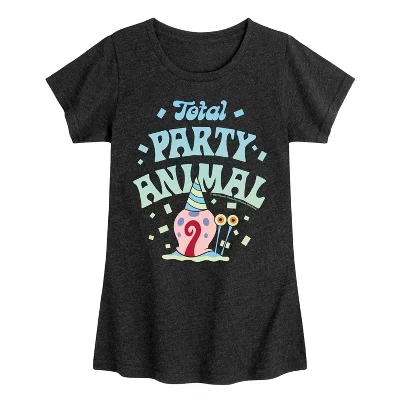 Футболка для девочек - Губка Боб Квадратные штаны - Total Party Animal, приталенная футболка с коротким рукавом и рисунком