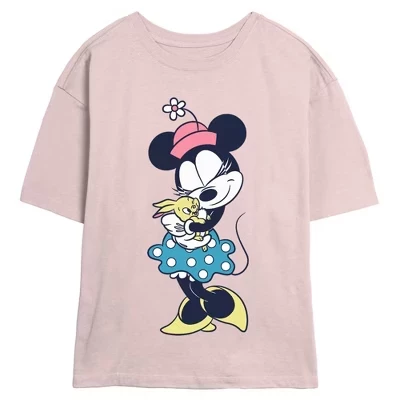 Женская футболка Minnie Mouse с зайчиком, синяя