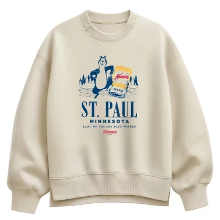 Женская толстовка Hamms - St. Paul Minnesota Oversize из флиса кремового цвета