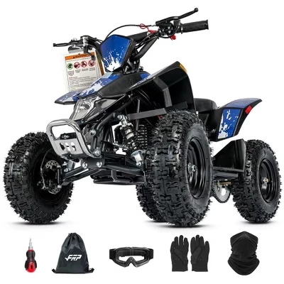 Sahara 40 Kids Gas Mini ATV, 40CC 4-Stroke 4 Wheeler For Kids with Front & Rear Disc Brake, W/ Speed Control, Support Up to 143 LBS blue
