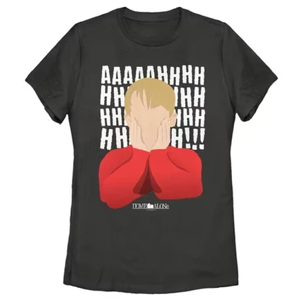 Женская футболка Home Alone Kevin Ahhh Silhouette, черная