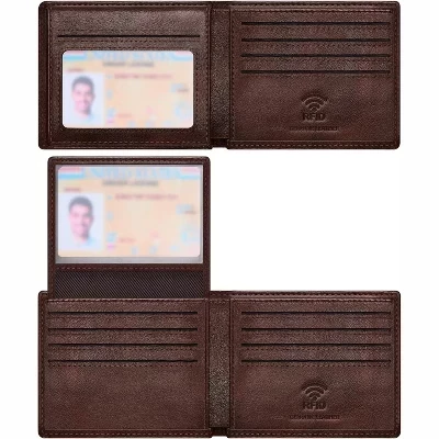 Мужской кожаный складной кошелек LEVEN SIXTEEN, RFID, коричневый