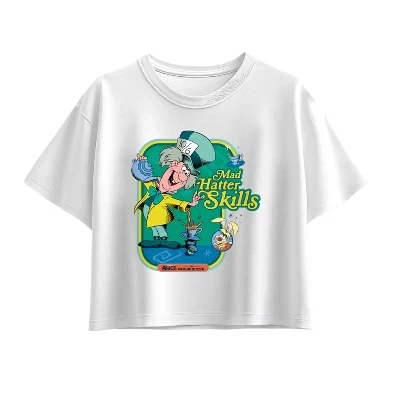 Mad Hatter Skills Short Sleeve Boxy Graphic T-Shirt white