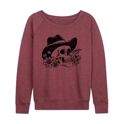 Женский лонгслив Instant Message «Cowboy Skull», бордовый