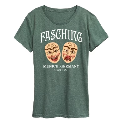 Женская футболка Fasching Masks с коротким рукавом и рисунком heather juniper