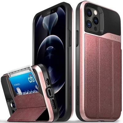 Чехол-портмоне vCommute для Apple iPhone 12/12 Pro, чехол с подставкой, кожаный держатель для карт [Защита от падения военного класса], Синий, красный