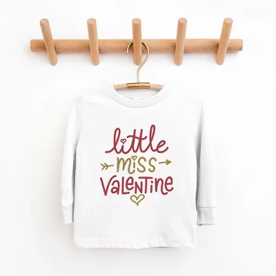 Футболка для малышей Little Miss Valentine с длинным рукавом белого цвета