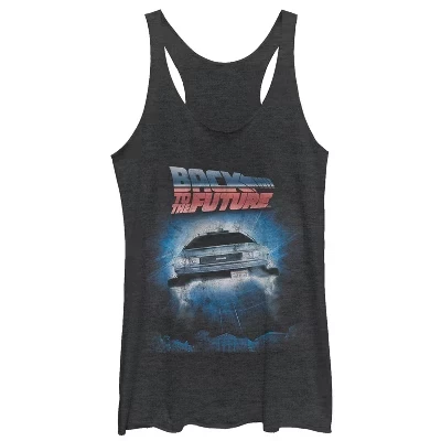 Женская майка Back to the Future DeLorean, черная