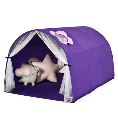 Детская кровать-палатка Игровая палатка Портативный игровой домик Twin Sleeping с сумкой для переноски Розовый /Фиолетовый /Синий фиолетовый