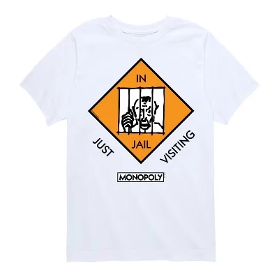 Футболка для мальчиков Monopoly In Jail, белая