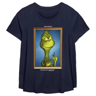 Женская футболка The Grinch с принтом в рамке, темно-синяя