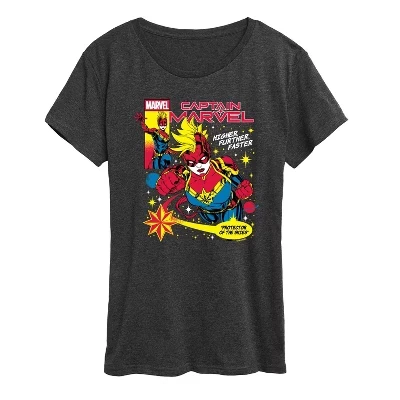 Женская футболка Captain Comic с коротким рукавом и графическим рисунком heather charcoal