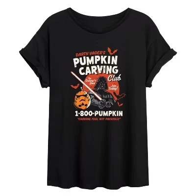 Женская футболка с рисунком Darth Vader's Pumpkin Carving Club, оверсайз, черная