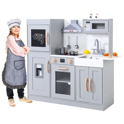 Детская игровая кухня DobleePy с аксессуарами, серая