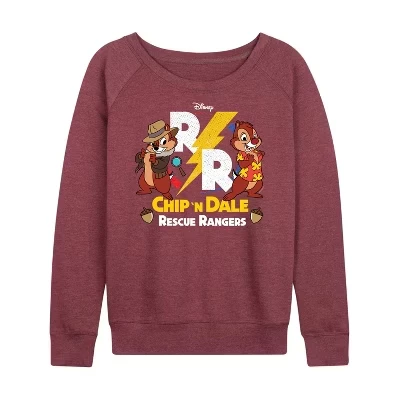 Женская рубашка Chip 'N Dale Rescue Rangers - Легкая французская махровая рубашка с широким вырезом и длинным рукавом с графическим рисунком heather maroon