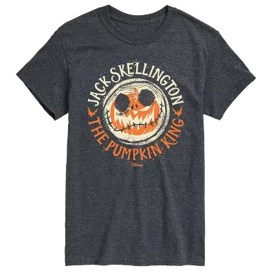 Мужская футболка Jack Skellington The Pumpkin King с коротким рукавом и графическим рисунком heather charcoal