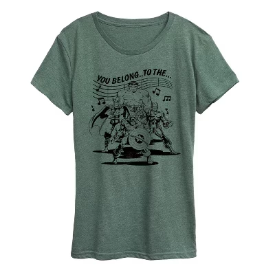 Women's -  - Avengers Merry Marching Society Short Sleeve Graphic T-Shirt heather juniper