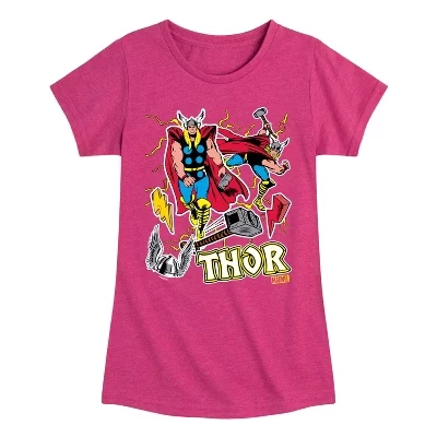 Приталенная футболка с коротким рукавом и рисунком в стиле Thor Stickers цвета Хизер фуксия
