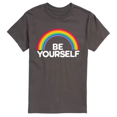 Мужская футболка Rainbow Be Yourself с коротким рукавом и рисунком цвета древесного угля