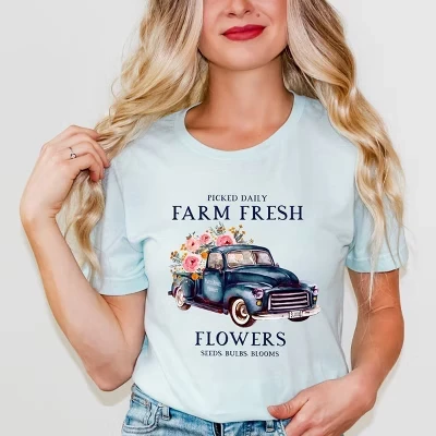 Футболка с коротким рукавом Farm Fresh Flowers Truck синего цвета