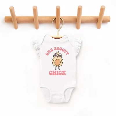 Боди One Groovy Chick Baby с развевающимися рукавами белого цвета