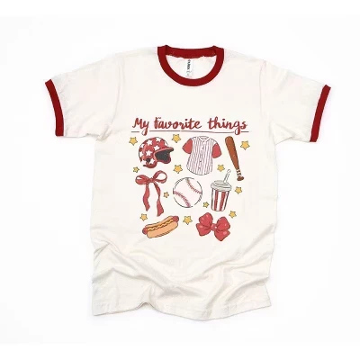 Женская бейсбольная футболка Coquette Baseball Favorite Things с коротким рукавом в винтажном стиле