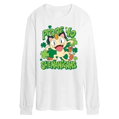 Мужская футболка с длинным рукавом Meowth и рисунком 