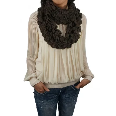 K-Cliff Ruffle Infinity Loop Women Neck Warmer Knitted Soft Stretchy Scarf Circle Knit Winter Fashion Wrap Scarves mixed