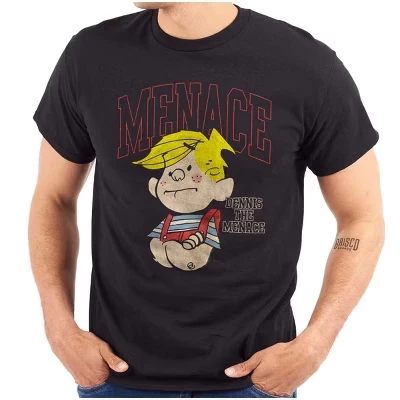 Винтажная университетская футболка с графическим рисунком Dennis The Menace для мужчин или женщин, лицензионная черная