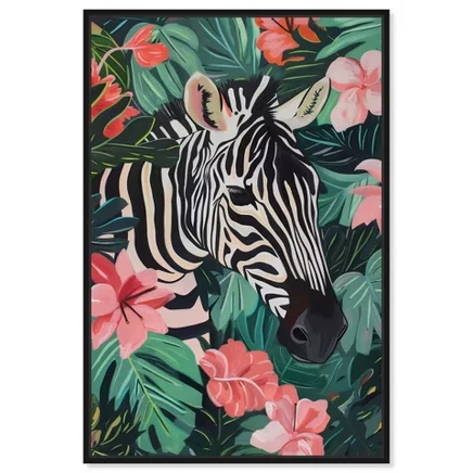 Картина Art Remedy «Зебра в тропиках», 25×38 см, черная