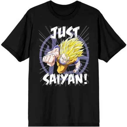 Мужская черная футболка с круглым вырезом Dbz Just Saiyan Super Vintage - M