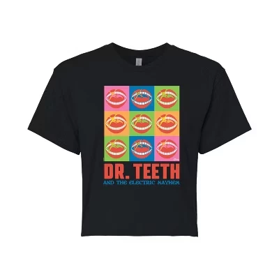 Женская укороченная футболка с графическим рисунком Dr. Teeth & The Electric Mayhem Tour черного цвета